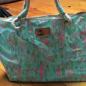 Lilly Pulitzer canvas beach tote bag